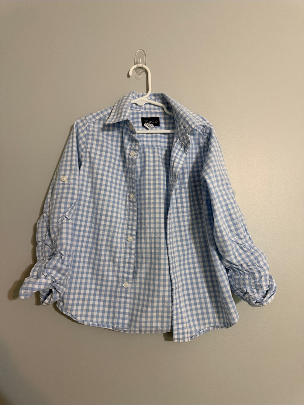 The Children's Place Light Blue & White Gingham Button-Down Shirt